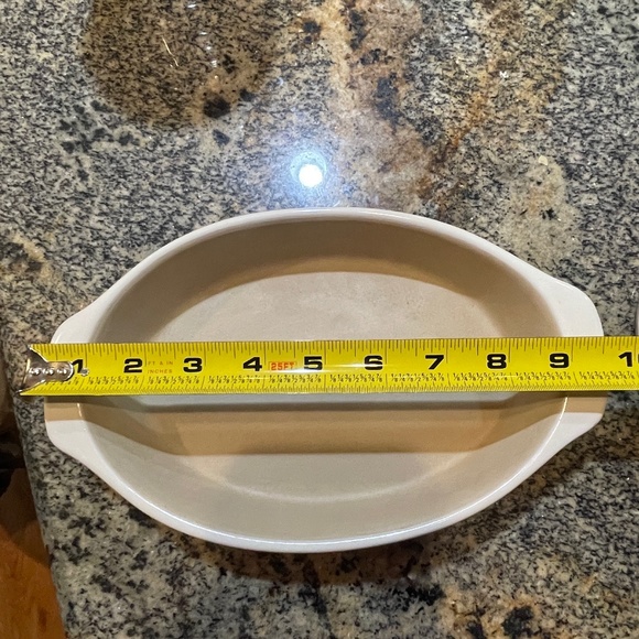 NEW The Pampered Chef New Traditions VANILLA Small Oval Baker 9X6 Retired Stone - Picture 7 of 8